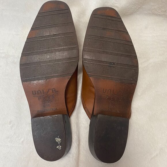 Unisa Flex Slip-on Women's Mules Size 9.5B   Brown Leather Brazil - Picture 7 of 8